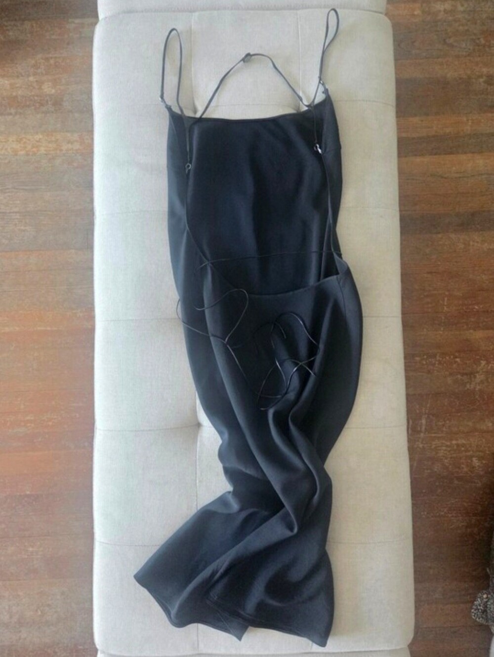 PRADA. Silk w Lthr Strap Blk Dress. Made Italy. Small. - Picture 9 of 15
